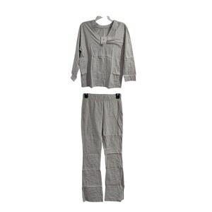 Women's Grey Lounge Set V Neck Top Pants Cozy Casual Size S